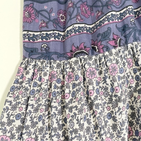 NWT Lucky Brand Tiered Mixed Floral Print Tassel Tie Strap Boho Sundress Small - Picture 11 of 16
